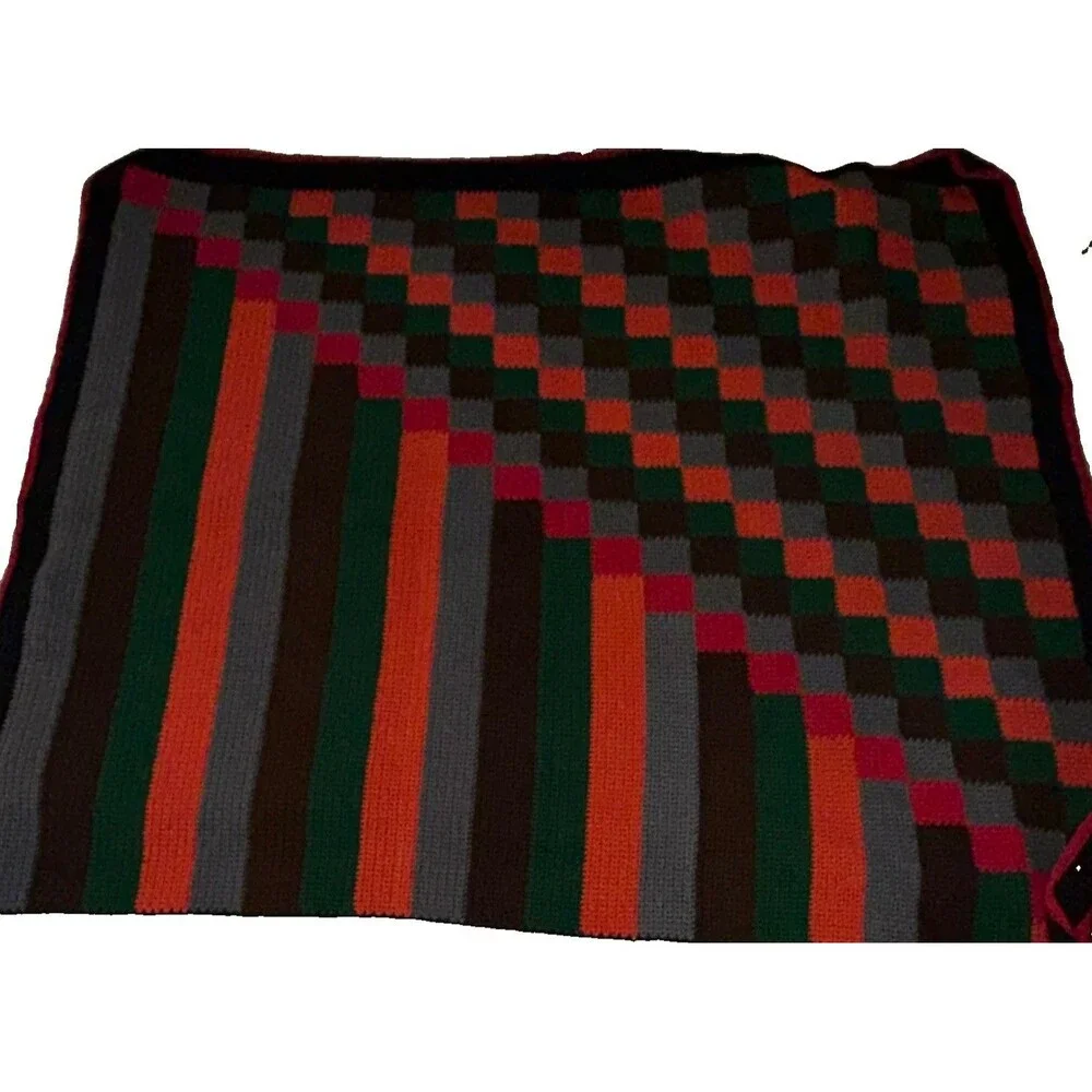 Vintage Handmade crochet afghan blanket 62 in x 54